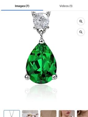 Teardrop Emerald Green Pendant Necklace - Women Jewelry